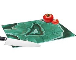 Glazen Snijplank - 39x28 - Marmer - Aqua - Groen - Snijplanken Glas