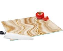 Glazen Snijplank - 39x28 - Marmer - Gouden - Beige - Snijplanken Glas