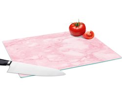 Glazen Snijplank - 39x28 - Marmer - Roze - Textuur - Chic - Snijplanken Glas