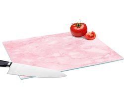 Glazen Snijplank - 39x28 - Marmer - Roze - Textuur - Chic - Snijplanken Glas
