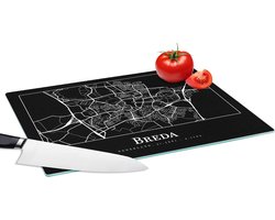 Glazen Snijplank - 39x28 - Stadskaart - Plattegrond - Breda - Kaart - Snijplanken Glas