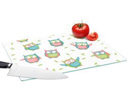 Glazen Snijplank - 39x28 - Uilen - Patronen - Kinderen - Snijplanken Glas