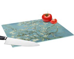 Glazen Snijplank - 39x28 - Van Gogh - Amandelbloesem - Oude meesters - Kunst - Vintage - Snijplanken Glas