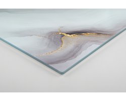 Glazen Snijplank 40×30 cm – Hittebestendig, Antislip & Breukbestendig – Wit met Gouden Details