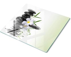 Glazen Snijplank - Achterwand Keuken - Koken en snijden - Hittebestendig oppervlak - 60x52 cm - Zen stenen
