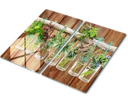 Glazen snijplank - Kookplaatafdekking Fornuisplaat - Keukenbescherming en Bereiding - Gehard Glas Hittebestendig - 2x30x52cm - Multicolor
