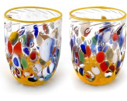 Glazen Special Edition 'Tintoretto' - Handgemaakte Murano Glas Glazen - Geel - Set van 2