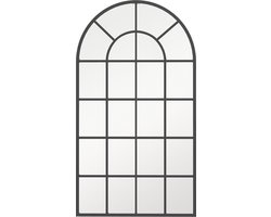 Glazen spiegel boog industriële stijl raam boog metalen zwart - 110 x 62 cm