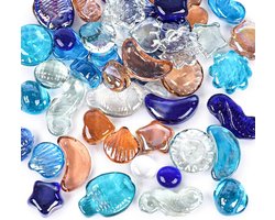 Glazen Stenen - Decoratieve Kristallen - Vaas Vulling - Platte Kanten Ontwerp - 907 Gram - Meerkleurig