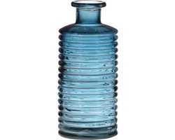 Glazen stijlvolle bloemenvaas/vazen transparant blauw met diameter 14.5 cm en hoogte 31 cm - Bloemen/kunstbloemen/boeketten