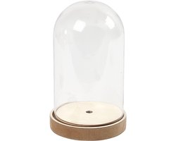 Glazen stolp decoratie - Decoratieve bel - Stoffen beschermen - Inclusief haak - 18 x 11 cm - Kerstrood
