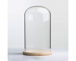 Glazen Stolp - Koepel Display - Decoratie Tonen - Massief Houten Voet - 20 x 30 cm - Transparant