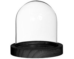 Glazen stolp met zwart houten basis Ø100 mm H.100 mm - 1 st