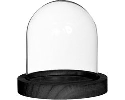 Glazen stolp met zwart houten basis Ø10cm H. 10 cm (1 st.)