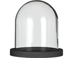 Glazen stolp met zwart houten basis Ø12cm H.13cm (1 st.)