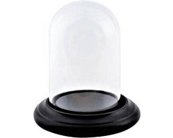 Glazen stolp met zwart houten voet D 7 cm x H 12 cm