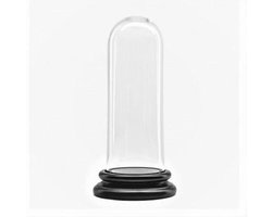 Glazen stolp met zwart houten voet D 8 cm x H 19 cm
