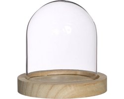 Glazen Stolp op Houten Plateau - Transparant - Ø10 h.10