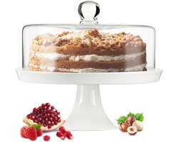 Glazen stolp taartklok met porseleinen voet - Taartplateau voor feestelijke gelegenheden