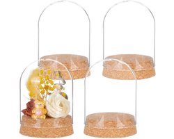 Glazen stolp - Tafeldecoratie - Bloemen Planten - Ambachten - Geschikt voor Binnen - Transparant 4 Set Dome Display Glaspot met Kurk, 6,55x9,15cm voor Interieurdecoratie.