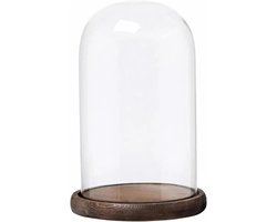 Glazen Stolp - Vitrine Koepel - Voorwerpen Tentoonstellen - Met Houten Basis - W8cm H10cm - Transparant