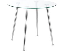 Glazen tafel Humppila rond 75x87 cm chroom en transparant