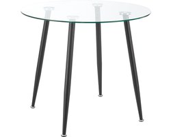 Glazen tafel Humppila rond 75x87 cm zwart en transparant