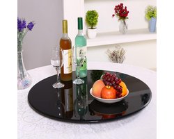 Glazen Tafelblad - Rond Glas - Bescherming Meubels - Afgeronde Randen - 40cm tot 80cm - Transparant Zwart