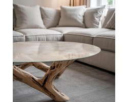 Glazen Tafelblad Rond - Glazen Plaat - Bescherming Tafel - Hittebestendig Krasvast - ø 60 cm - Marmer Textuur