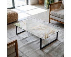 Glazen Tafelblad - Tafelblad Glas - Bureau Beschermen - Met Anti-Slip Pads - 140x70 cm - Marmer met Aders