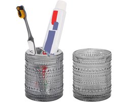 Glazen Tandenborstelhouder en Beker voor Badkamer - Met Antislipbodem