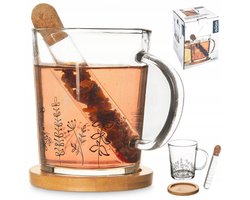 Glazen Theemok met Infuser en Bamboe Onderzetter - 400ml