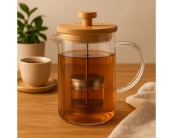 Glazen Theepot 1000 ml – Hittebestendig – FSC Bamboe Deksel – Theemaker voor Losse Thee en Infusies