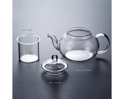 Glazen Theepot – 600 ML – Met Infuser – Hittebestendig – Luxe Ontwerp - F3.3