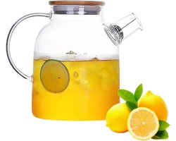 Glazen theepot met 1800 ml inhoud en lekvrije schenktuit - transparant - voor thee, bloementhee, vruchtenthee - koude en warme dranken