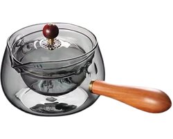Glazen Theepot met Filter - Duurzaam en Praktisch - 1 stuk - Hout en Glas