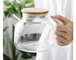 Glazen theepot met houten deksel 800 ML