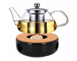 Glazen Theepot met Infuser & Waxinelichthouder - 1L