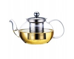 Glazen Theepot met Zetgroep - 1200ml - Hittebestendig Glas & RVS