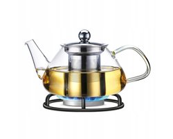 Glazen Theepot met Zetgroep - 700ml - Hittebestendig Glas & RVS