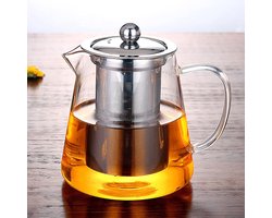 Glazen Theepot - RVS Infuser met Filter - Koffie Theepot voor Poeder en Oolong Thee (550ml)