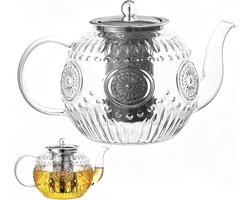 Glazen Theepot - Transparant - 1.5 Liter - Hittebestendig Borosilicaatglas met Roestvrijstalen Zeef - Voor Theeliefhebbers