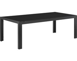Glazen tuintafel klein metalen frame 35x100x50 cm zwart