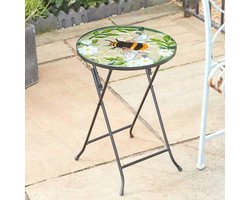 Glazen Tuintafel met Decoratief Ontwerp - Opvouwbare Bistrotafel voor Buiten en Binnen