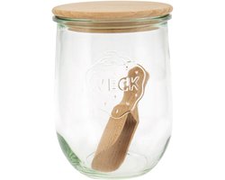 Glazen tulpenpot met houten deksel 1062ml 1 eenheid|Tulip glass jar with wooden lid 1062ml 1 unit|Bocal en verre tulipe avec couvercle en bois 1062ml 1 unité