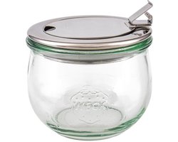 Glazen tulpenpot met scharnierend deksel 580ml (10cm Ø) 1 eenheid|Tulip glass jar with hinged lid 580ml (10cm Ø) 1 unit|Bocal en verre tulipe avec couvercle à charnière 580ml (10cm Ø) 1 unité