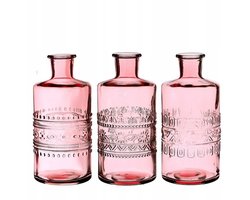 Glazen Vaas Kaarshouder Fles Rose 14,5 cm