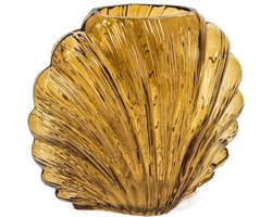 Glazen vaas schelp taupe