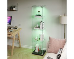 Glazen Vitrinekast met 4 Etages, 163cm Hoog, 6kg, Met Slot, Voor Verzameling, Modellen en Decoratie