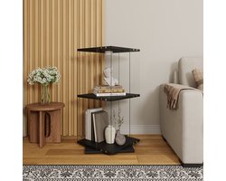 Glazen Vitrinekast met LED Zwart 2 Lagen – 360° Draaibare Displaykast met Slot – Moderne Showkast voor Collecties